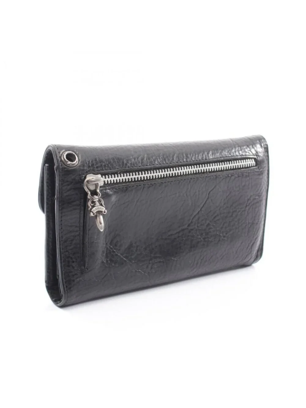 Chrome Hearts Trifold Wallet Wave Cross Button Leather